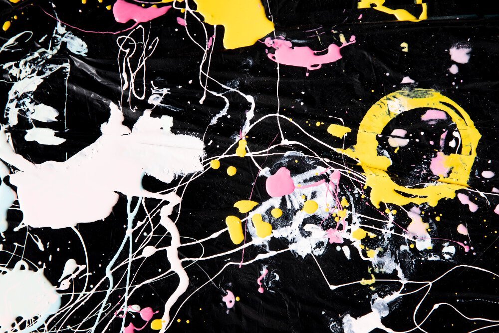 Top view of paint spill on surface